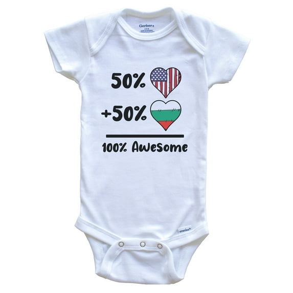 50% American 50% Bulgarian 100% Awesome Bulgaria Heart Flag Baby Bodysuit