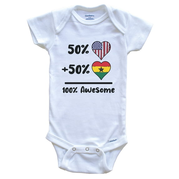 50% American 50% Ghanaian 100% Awesome Ghana Heart Flag Baby Bodysuit