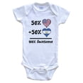 thumbnail image 1 of 50% American 50% Salvadoran 100% Awesome El Salvador Heart Flag Baby Bodysuit, 1 of 2