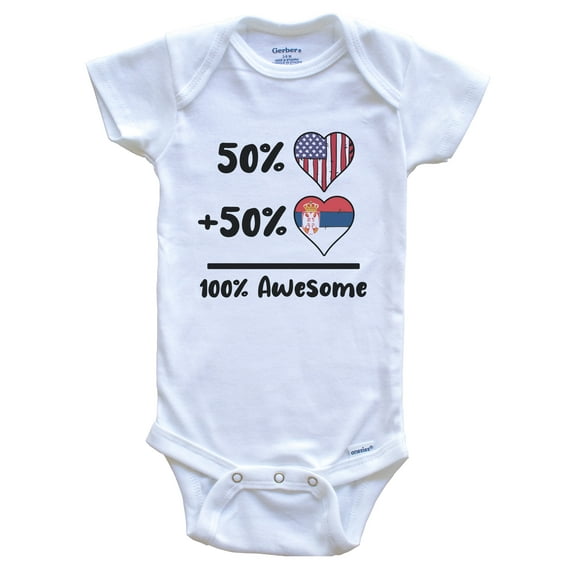 50% American 50% Serbian 100% Awesome Serbia Heart Flag Baby Bodysuit