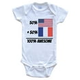 thumbnail image 1 of 50% American Plus 50% French Equals 100% Awesome Cute France Flag Baby Bodysuit, 3-6 Months White, 1 of 2
