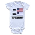 thumbnail image 1 of 50% American Plus 50% Greek Equals 100% Awesome Cute Greece Flag Baby Bodysuit, 6-9 Months White, 1 of 2