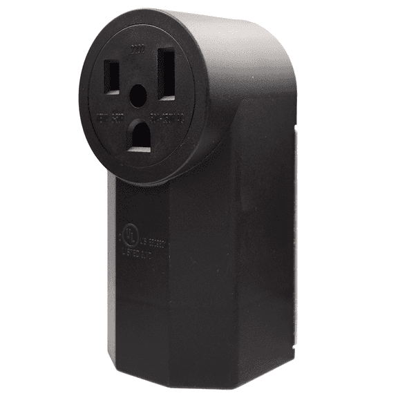 50 Amp 250V, NEMA 6-50R Surface Mount Power outlet, Straight Blade Range and Dryer Outlet Grounding, Black 2202