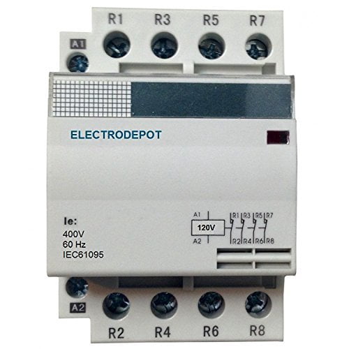 50 Amp 4 Pole Contactor Normally Open (N/O) 120V Coil, 32A Motor, IEC ...