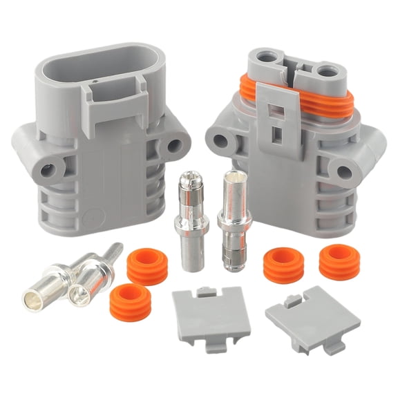 50 Amp 600V AWG 6 Forklift Cable Power Connectors Gray Male Female Pair Industrial Battery Charging Plu Easy Connect Disconnect High Temperature Resistant UL94-V0 Rated(Male & Female Connectors)