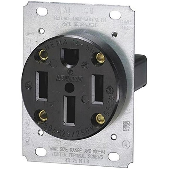 50 Amp Flush Mount Outlet - Black