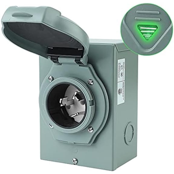 50 Amp Generator Power Inlet Box, NEMA SS2-50P 125/250 Volt 12500 Watts Power Inlet Box for 3 Prong Generator Cord, ETL Listed, Weatherproof Outdoor Use$$Garden &