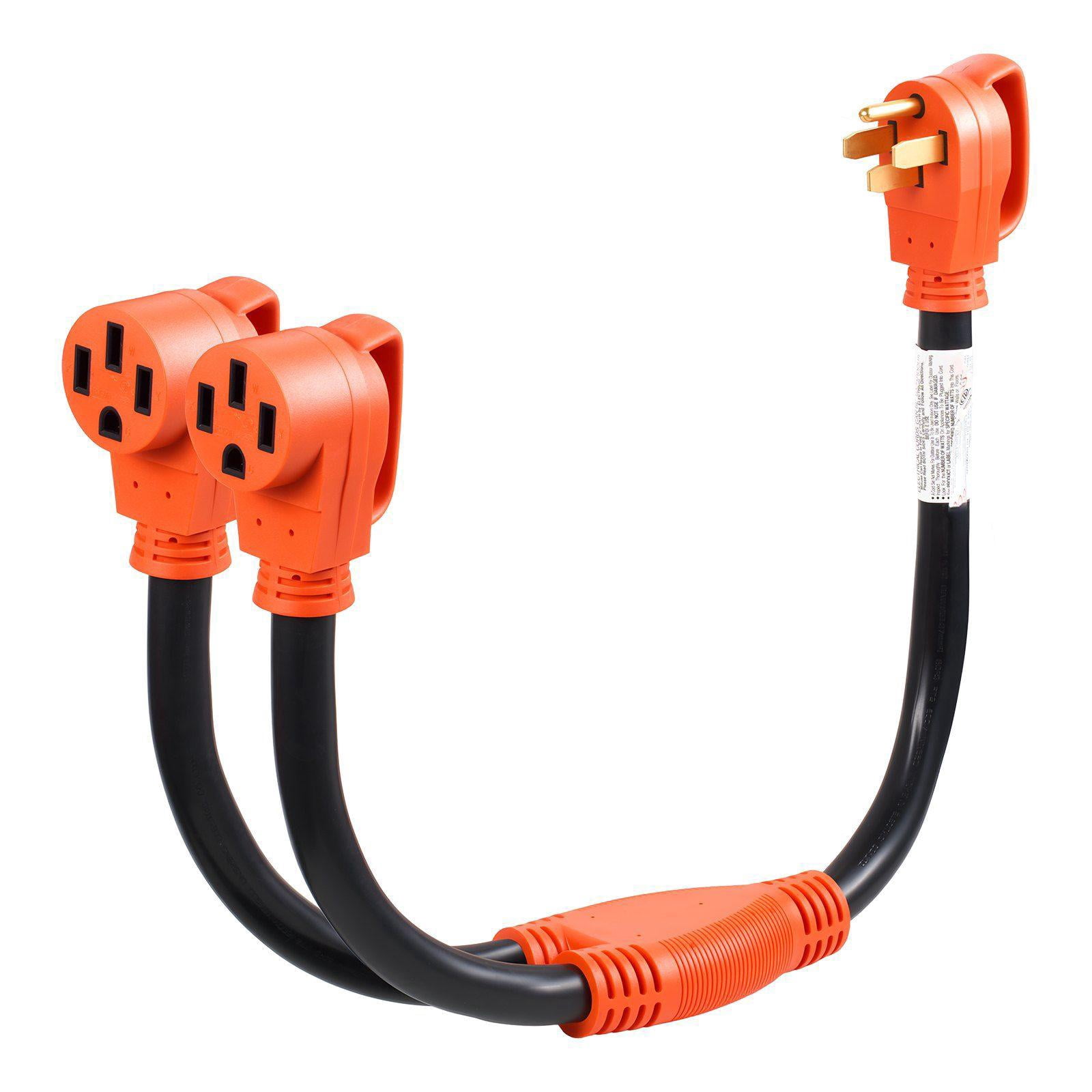 50 Amp NEMA 14-50 Y Splitter Adapter Cord 240V 4 Prong for RV EV Heavy Duty 6/3+8/1 STW Wire Outdoor Power Extension Cord with Grip Handle Dual 14-50R Outlets