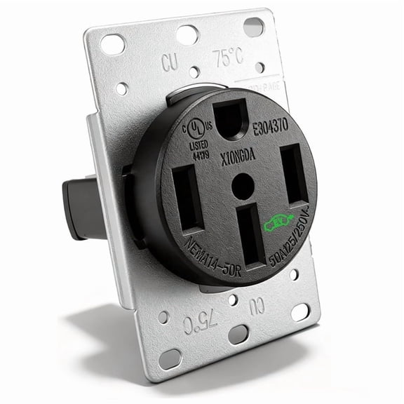 50 Amp NEMA 14-50R EV Charger Outlet Heavy-Duty 3-Pole 4-Wire 125 250V Flush Receptacle Universal