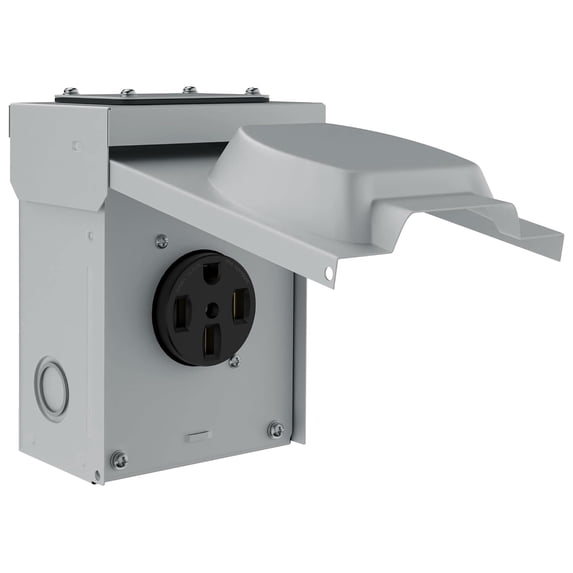 50 Amp RV Power Outlet Panel Box 120/240V A-C Type 3R Enclosure 14-50R Lockable Weatherproof Outdoor Electrical NEMA 14-50R Receptacle Panel, ETL Listed