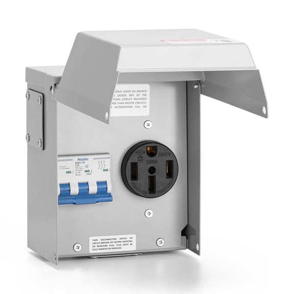 Briidea 50A RV Power Outlet with Breaker, Outdoor NEMA 3R Waterproof Enclosure, Prewired, 5 Pre-Reserved Holes