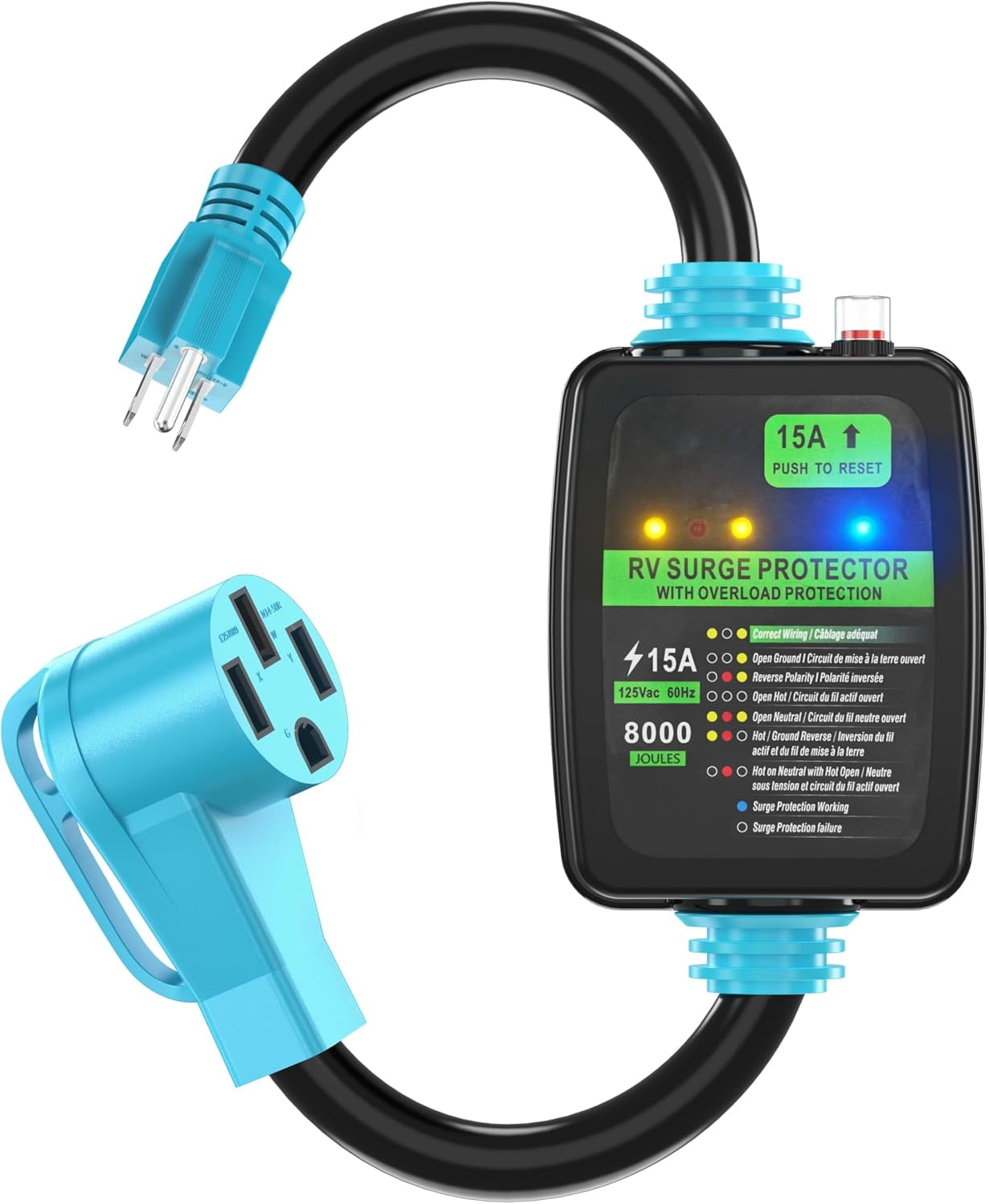 50 Amp to 15 Amp 110 Volt RV Surge Protector Adapter Cord - Walmart.com
