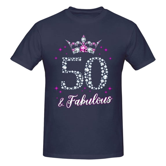 50 And Fabulous Men'S Basic Short Sleeve T-Shirt Navy Blue 5x-Large