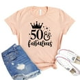 thumbnail image 1 of 50 And Fabulous T-shirt 50 Years Tee 50Th B'day Shirt Women's Party Gift Fifty Af Tshirt Vintage 1971 Shirts, 1 of 3