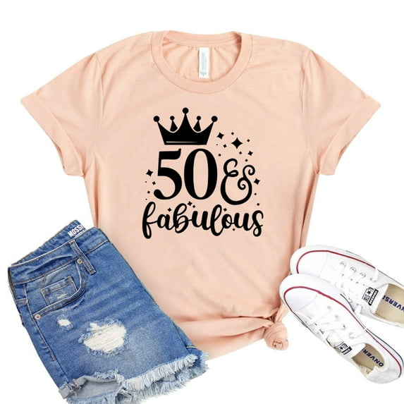 50 And Fabulous T-shirt 50 Years Tee 50Th B'day Shirt Women's Party Gift Fifty Af Tshirt Vintage 1971 Shirts