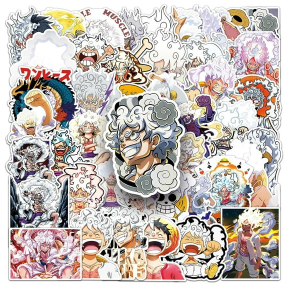 50 Anime Luffy One-Pcs Decals Popular Classic Anime Stickers Cartoon Waterproof Vinyl Decals for Water Bottle Laptop Guitar Car Luggage Skateboard Manga Gifts for Teens