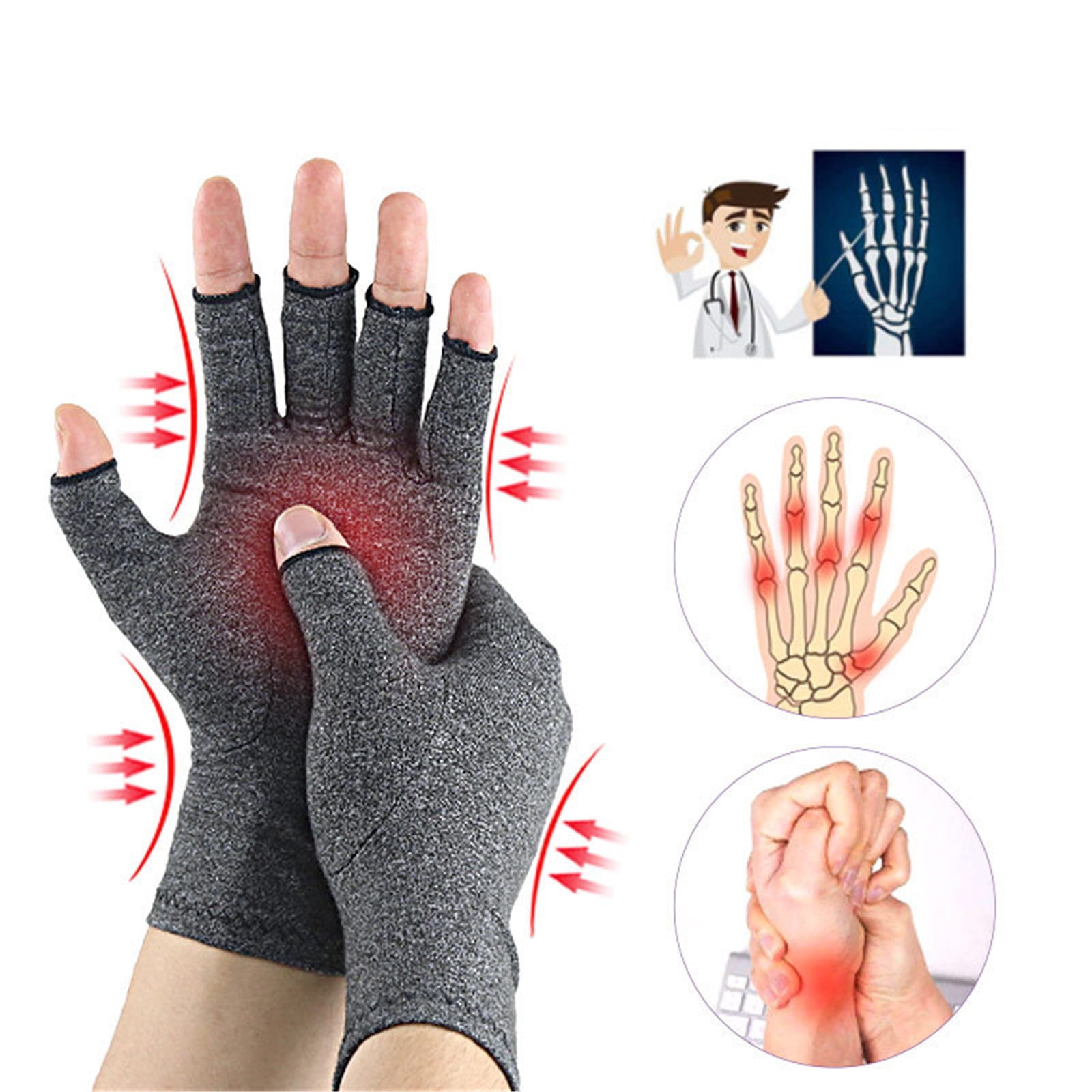 50% off Arthritis Gloves With Grips - Textured Open Finger Compression Hand Gloves for Rheumatoid and Osteoarthritis - Joint Pain Relief for Men \u0026 Women One Pair