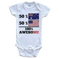 thumbnail image 1 of 50% Australian 50% American 100% Awesome Funny Baby Bodysuit - Australian Flag Australia Baby Bodysuit, 1 of 2