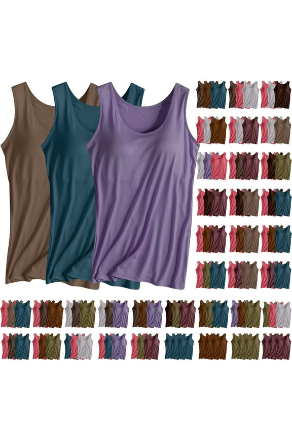 3 Pack Plus Size Tank Tops for Women Summer Workout Tank Tops Casual Comfy Loose Sleeveless Undershirt S-4XL
