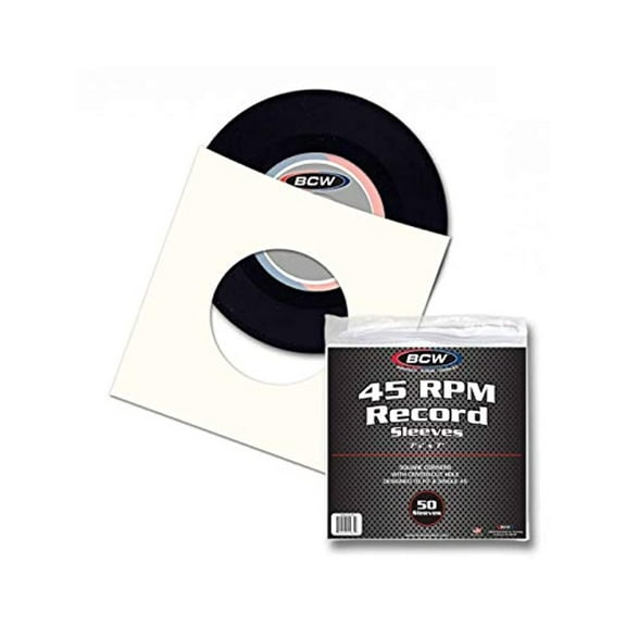 (50) BCW Brand 7' Polylined White Paper & Plastic Record Inner Sleeves