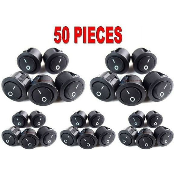 (50) BLACK 12 VOLT ON/OFF ROCKER TOGGLE CAR AUDIO AND POWER FOG LIGHT SWITCH
