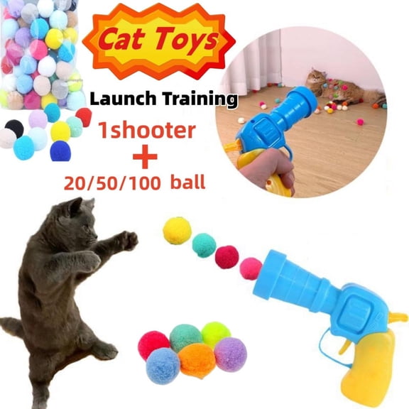 20/50/100 Ball Cat Toys Creative Interactive Launch Training  Kittens Mini Pompoms Games Stretch Plush Ball Toys Cat Supplies Pet Accessories