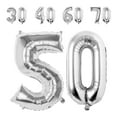 50 Balloon Numbers Silver YPF5 Large Numbers Balloons Number Foil Mylar ...