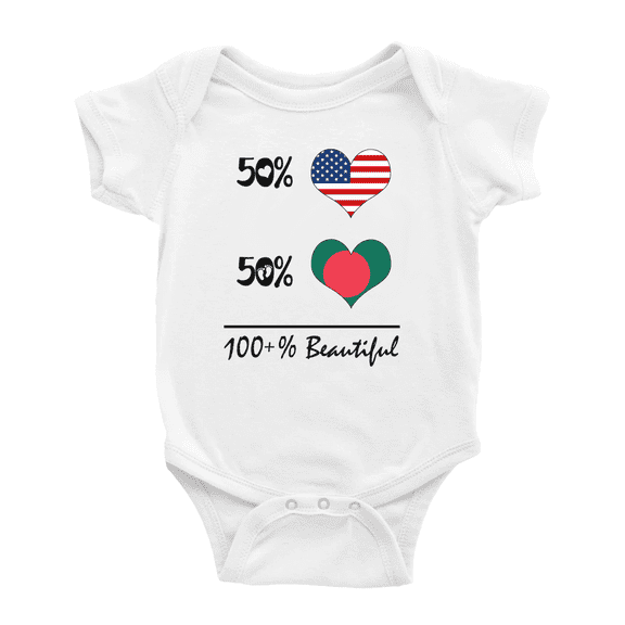 50% Bangladeshi + 50% American = 100+% Beautiful Bangladesh Cute Baby Clothing Bodysuits For Boy Girl