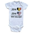 thumbnail image 1 of 50% Belgian 50% American 100% Beautiful Belgium Flag Heart Baby Bodysuit, 3-6 Months White, 1 of 2