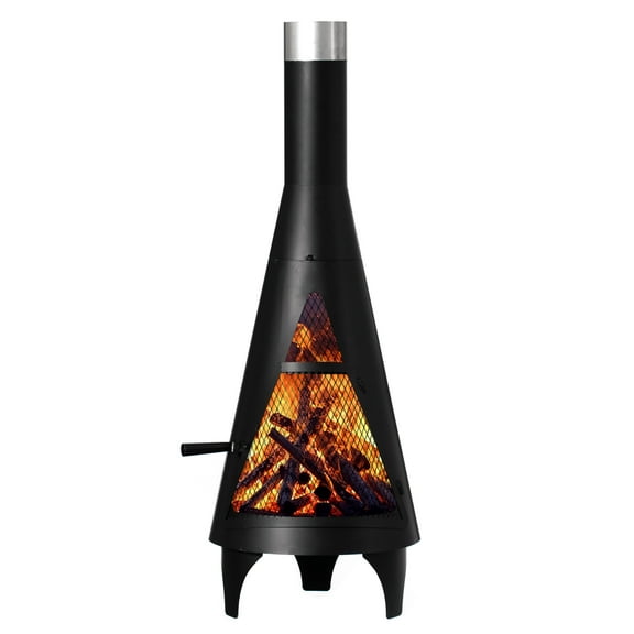 50" Black Outdoor Metal Wood Burning Chimenea Patio Heater