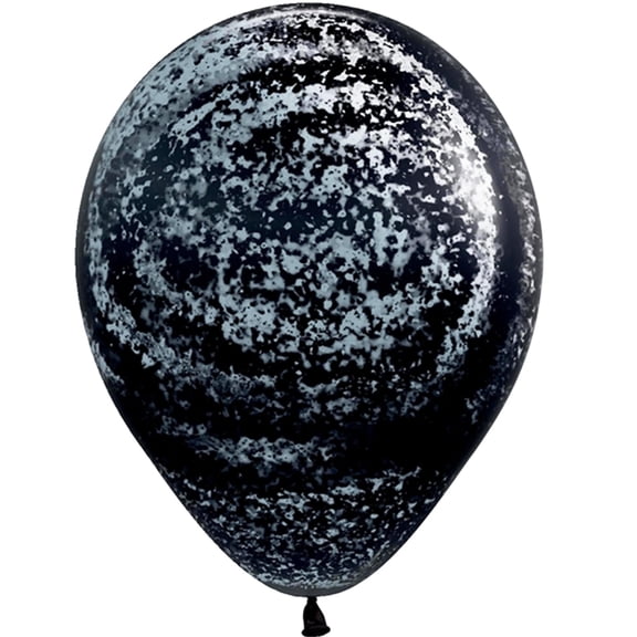 11 inch Sempertex Silver Graffiti - Deluxe Black Latex Balloons (50 Pack) - Party Supplies Decorations