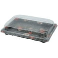 thumbnail image 1 of [50] Black Sushi Trays with Lids 7.25 x 5 Inch - Disposable Sushi Packaging Box, Carry Out Container, Take Out Boxes, Black Plastic To Go Containers, Entrees, Appetizers or Desserts, 1 of 3