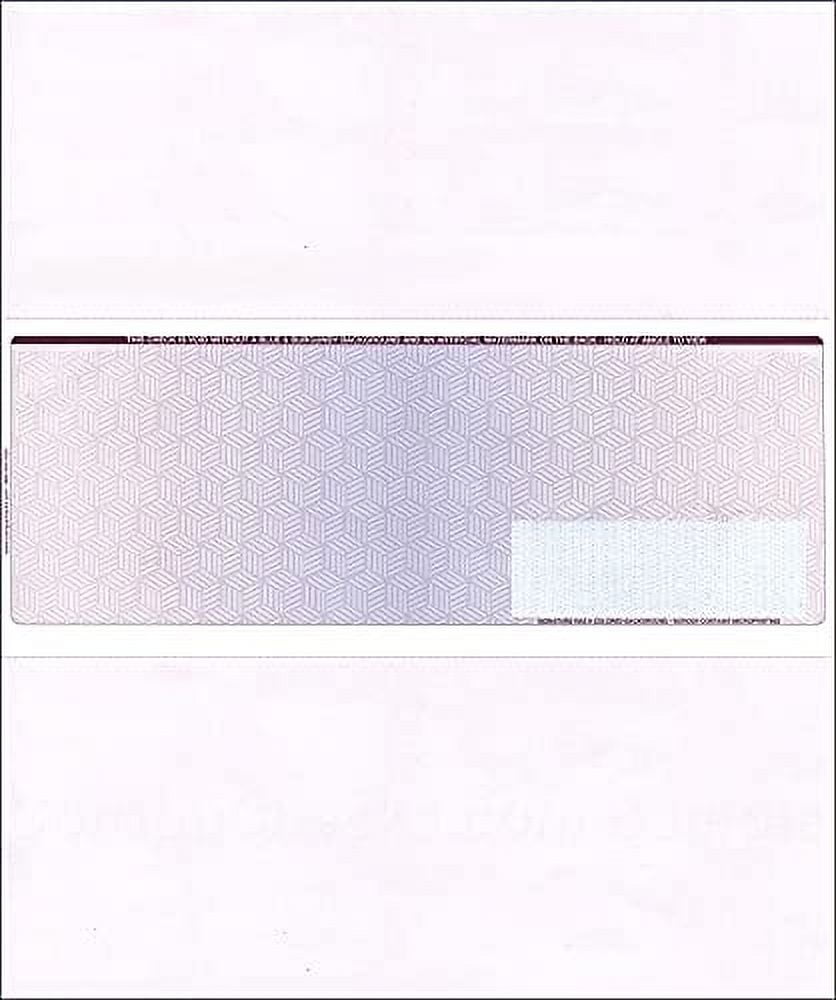 50 Blank Check Stock Check In Middle Paper Weight 70"High Security" Burgundy/Blue Cubed
