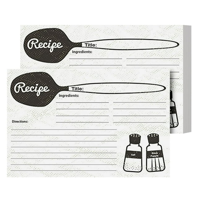 50 Blank Kitchen Recipe Cards – Double Sided Print Index Cards, Thick ...