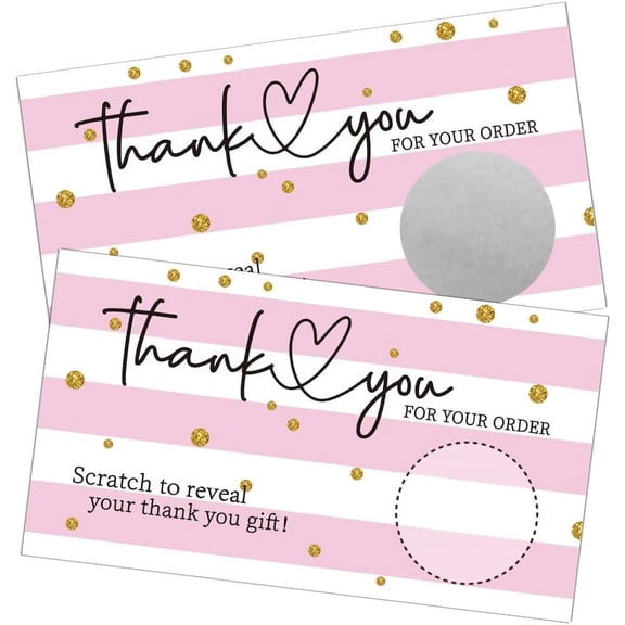 50 Blank  Stripes Scratch Off  Cards Thank You for Your Order Scratch Off  Festival Raffle Tickets Customer Appreciation Cards Holiday Party Supplies for Small Business