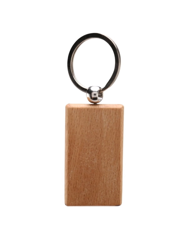 50 Blank Wooden Keychain Rectangular Engraving Key ID Can Be Engraved