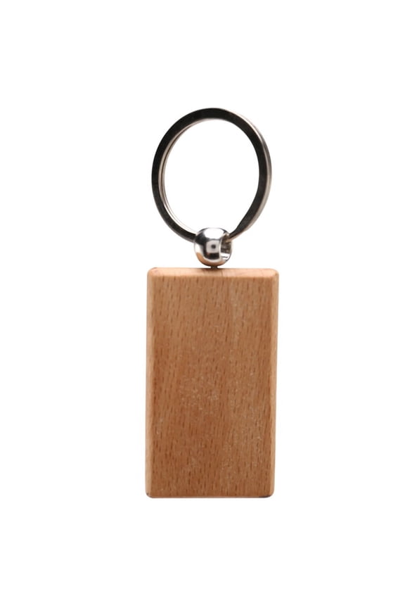 50 Blank Wooden Keychain Rectangular Engraving Key ID Can Be Engraved
