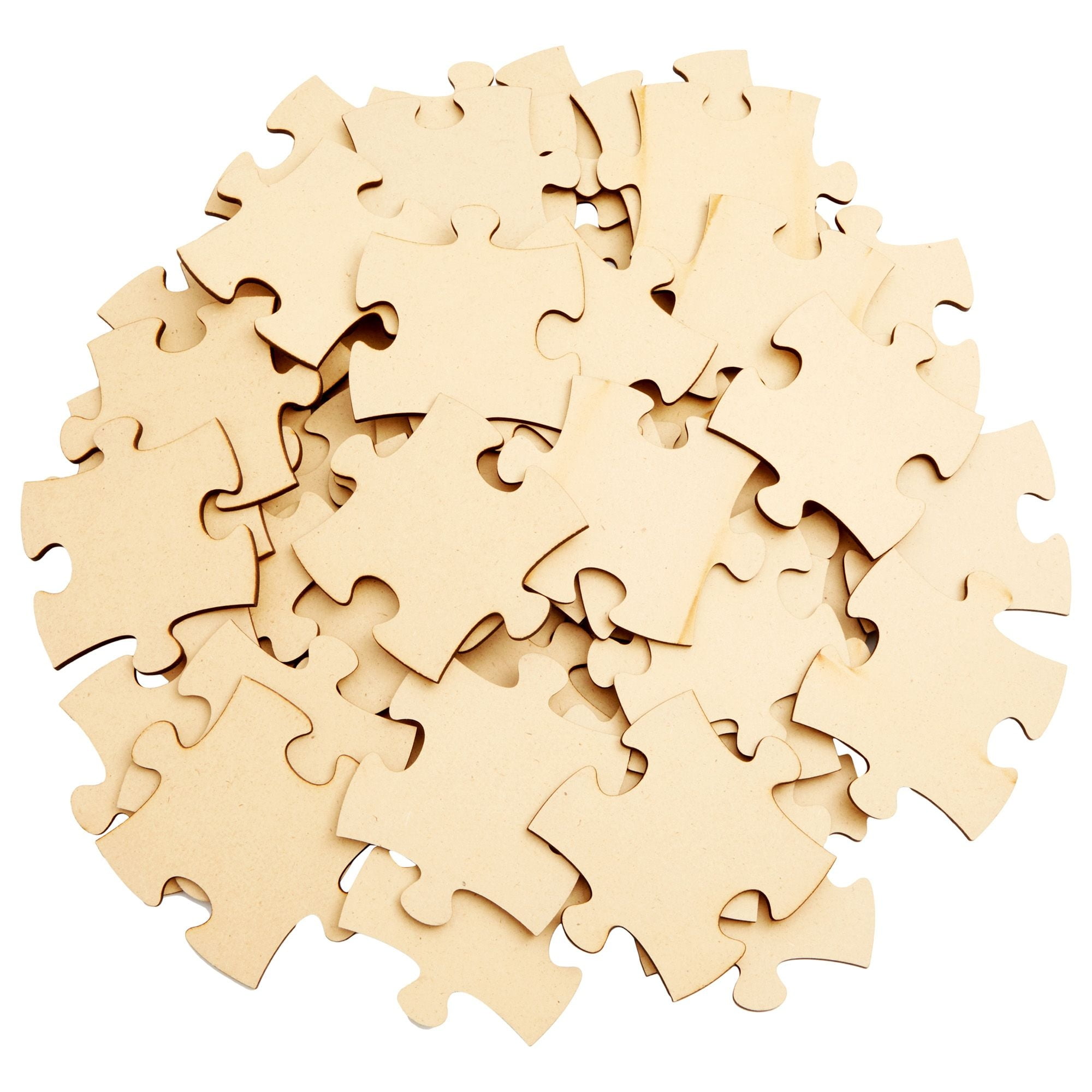 50 Blank Wooden Puzzle Pieces for Crafts, DIY Art Projects, 3x3.5