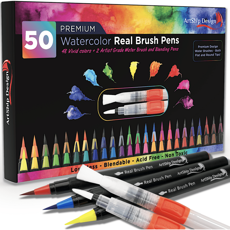 50 Bonus Pack Watercolor Brush Pens by ArtShip Design