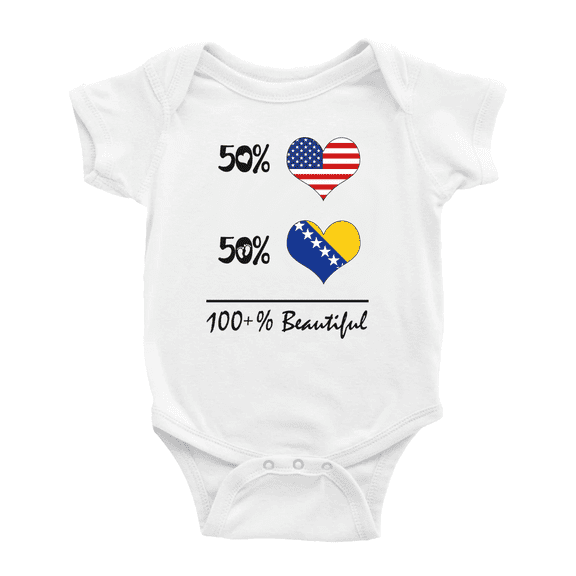 50% Bosnian + 50% American = 100+% Beautiful Funny Baby Clothing Bodysuits Infant For Boy Girl