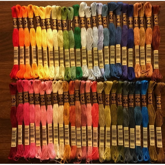 50 Brand New DMC Embroidery Floss Skeins - Beautiful Rainbow of Colors! Set 1