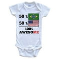 thumbnail image 1 of 50% Brazilian 50% American 100% Awesome Funny Baby Bodysuit - Brazilian Flag Brazil Baby Bodysuit, 1 of 2
