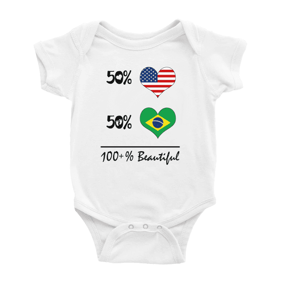 50% Brazilian + 50% American = 100+% Beautiful Brazil Cute Baby Clothing Bodysuits For Boy Girl