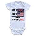 thumbnail image 1 of 50% British 50% American 100% Awesome Funny Baby Bodysuit - British Flag United Kingdom Baby Bodysuit, 1 of 2