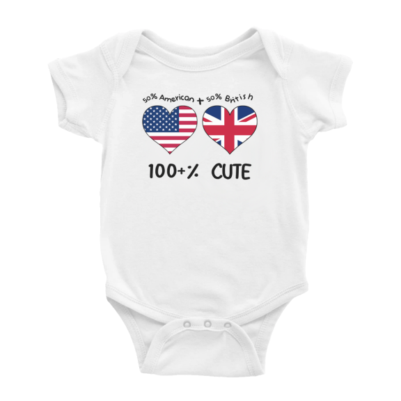 50% British + 50% American = 100+% Cute Baby Clothes (White, 3-6 Months)