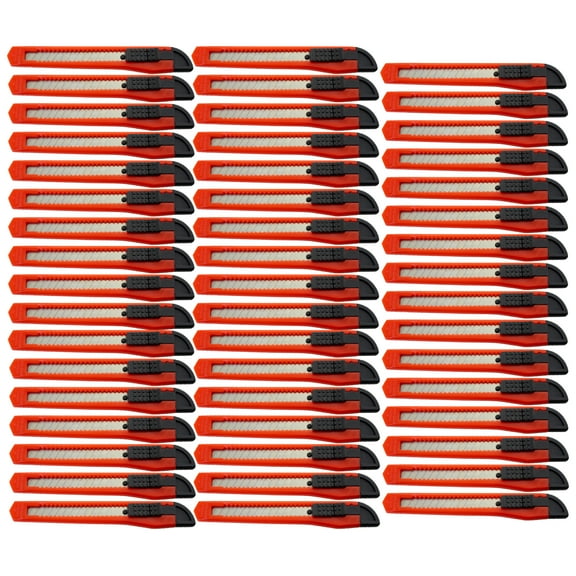 50 Bulk Small Red Utility Knife Box Cutters Snap Off Blade 9MM Blade