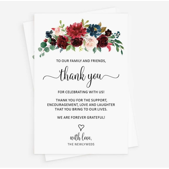 All Ewired Up Wedding Thank You Place Setting Card, 50 Pack