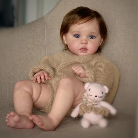 50 CM 3D Skin Tone Visible Veins Soft Silicone Reborn Baby Doll Toy For Gir Cloth Body Cute Bebe Princess Dress Up Boneca