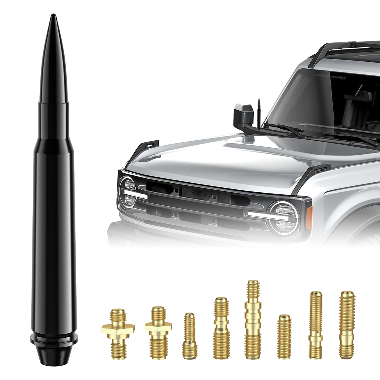 50 Cal Black Bullet Antenna Fits For CAR CHEVY SILVERADO FORD F150 JEEP WRANGLER