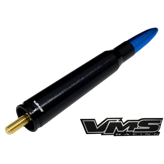 50 Cal Caliber BLACK BLUE TIP BULLET ANTENNA Heavy Gauge CNC Machined Billet Aluminum Short for CHEVY SILVERADO 1500 2500 3500 07-17 2007-2017